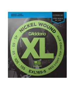 D'Addario EXL165 5-String Nickel Wound Bass Guitar Strings (Custom Light 45-135 Long Scale)